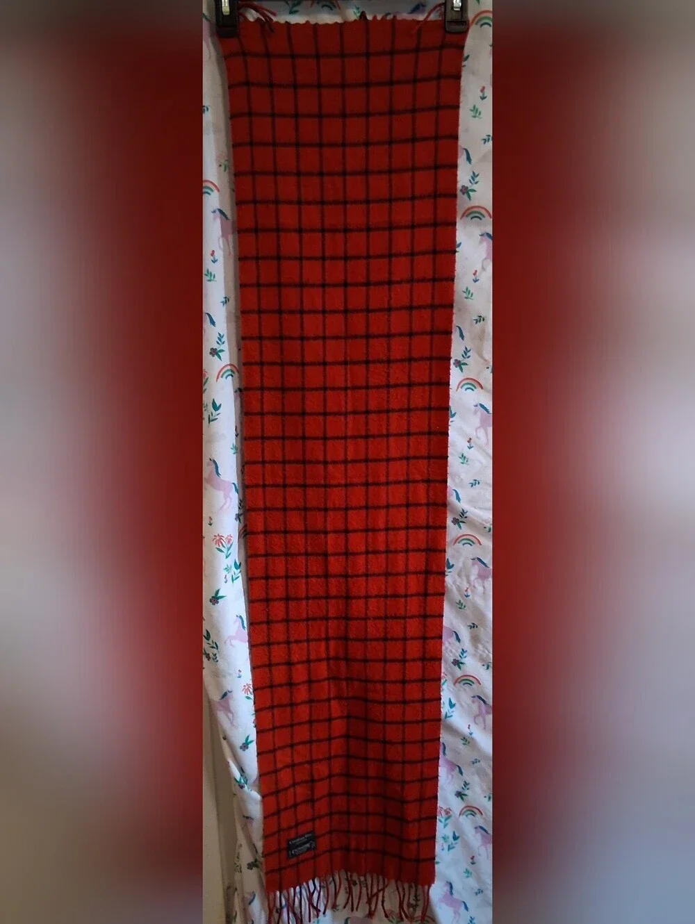 Vintage Christian Dior Cashmaire Black & Red Unisex Business Casual Scarf Wrap